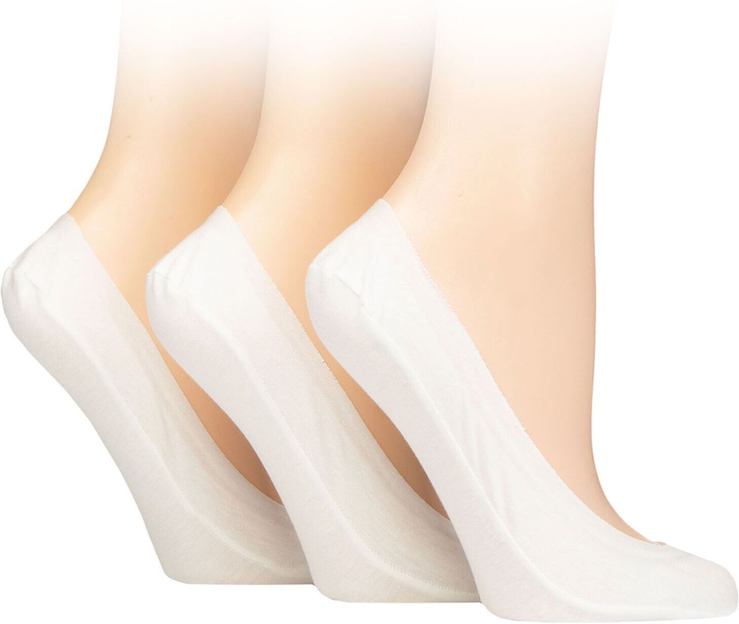 Women's 3 Pair Caroline Gardner Plain Cotton No-Show Shoe Liner Socks White 4-8 - White - Size: Small