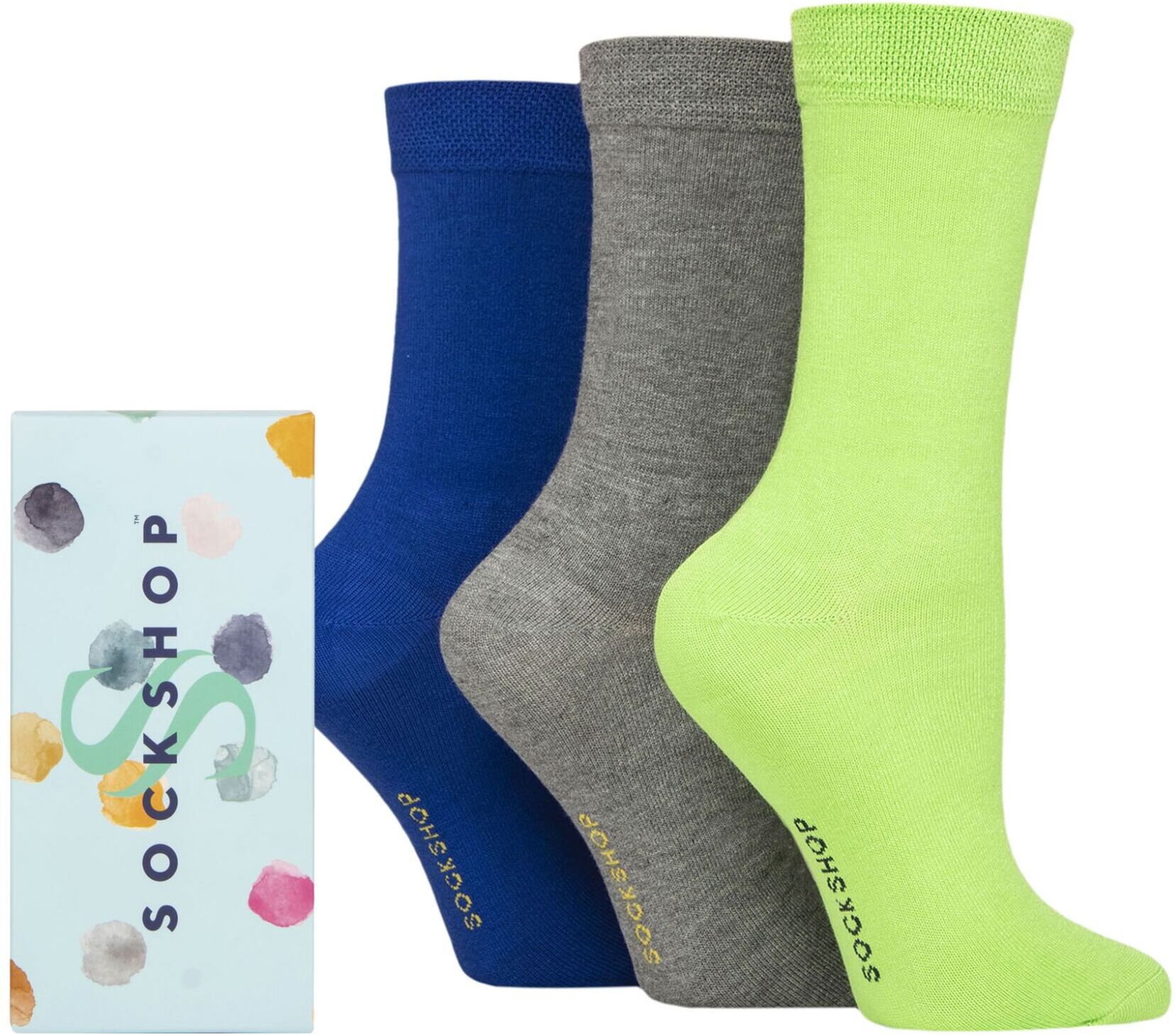 Women's 3 Pair SOCKSHOP Bamboo Bright Gift Boxed Socks Kiwi 4-8 Ladies - Assorted - Size: Small