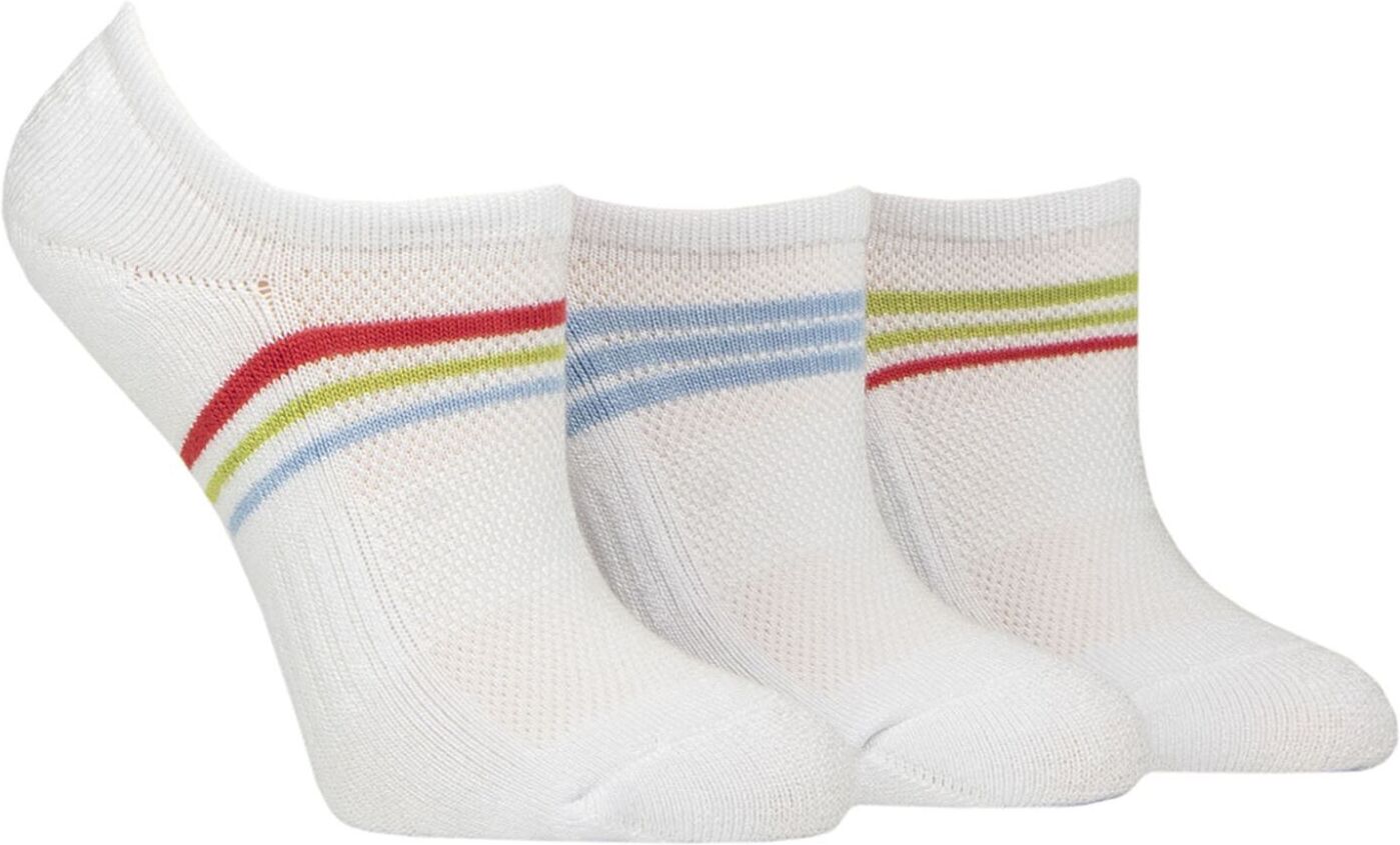 Women's 3 Pair SOCKSHOP Half Cushioned Bamboo No Show Socks Ocean View Stripe 4-8 - Blue - Size: Small