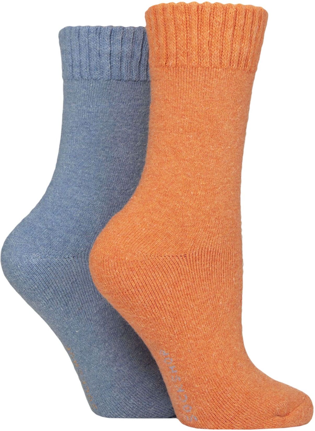 Women's 2 Pair SOCKSHOP Wool Mix Striped and Plain Boot Socks Crisp Winter Plain 4-8 - Multi Coloured - Size: Small