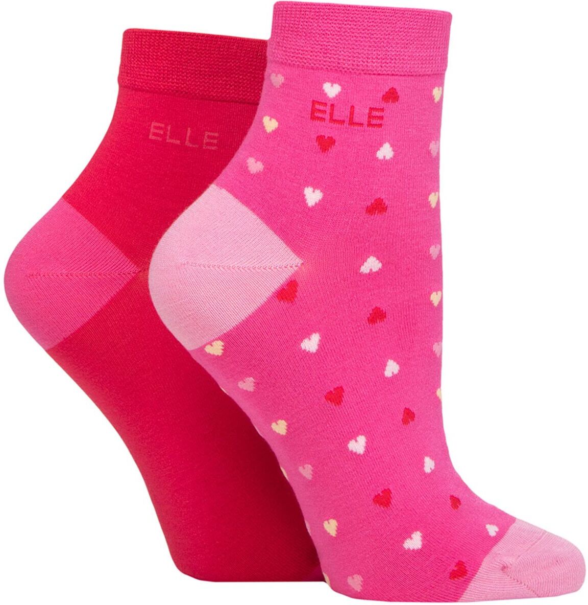 Women's 2 Pair Elle Bamboo Anklet Socks Cherry Fizz Hearts 4-8 - Red - Size: Small