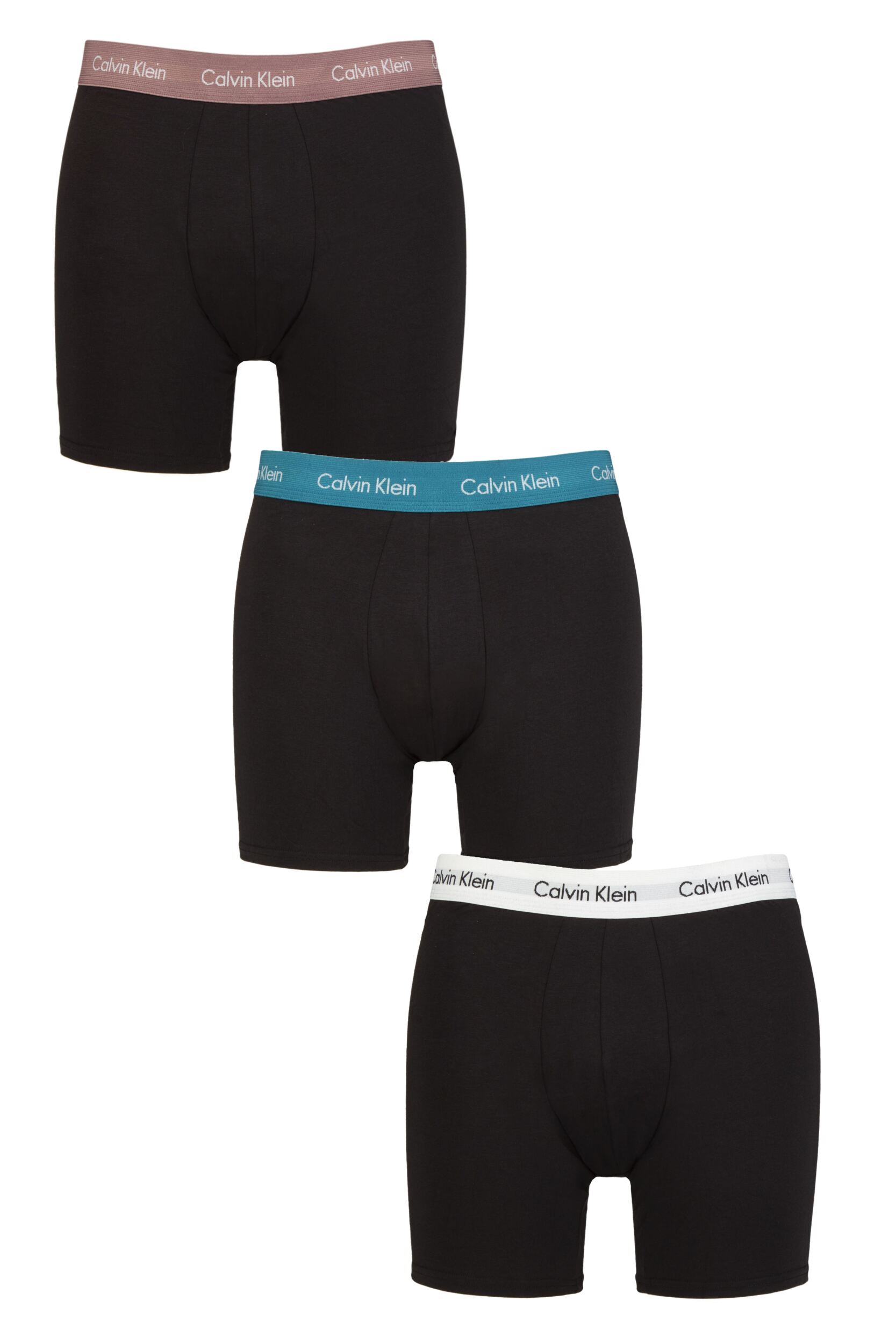 SockShop Mens 3 Pack Calvin Klein Cotton Stretch Longer Leg Trunks Capri / Ocean Depths S  - Black - Size: Small