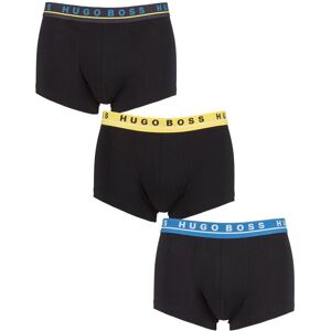 Hugo Boss Mens 3 Pack BOSS Cotton Contrast Waistband Boxer Trunks Black Contrast Large - Black - Size: Large