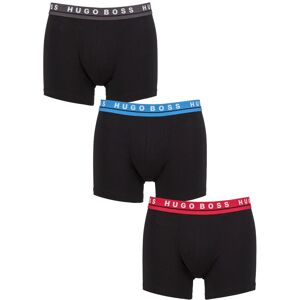 Hugo Boss Mens 3 Pack BOSS Plain Cotton Stretch Longer Leg Boxer Briefs Blue / Red S - Black - Size: Small