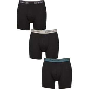 Mens 3 Pack Calvin Klein Microfiber Stretch Classic Fit Boxer Briefs Black / Ash / Mediterranean S - Black - Size: Small