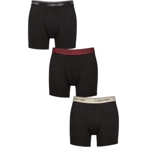 Mens 3 Pack Calvin Klein Microfiber Stretch Classic Fit Boxer Briefs Black / Syrah / Cocoon XXL - Black - Size: 2X-Large