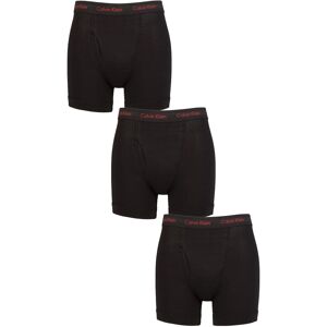 Mens 3 Pack Calvin Klein 100% Cotton Classic Fit Boxer Briefs Black / Pompian Red S - Black - Size: Small