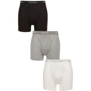 Mens 3 Pack Calvin Klein 100% Cotton Classic Fit Boxer Briefs Black / Grey Heather / White XXL - Assorted - Size: 2X-Large