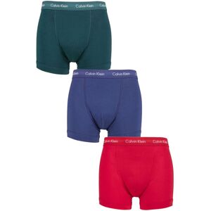 Mens 3 Pack Calvin Klein Cotton Stretch Trunks Maya Blue / Soft Grape / Rustic Red XS - Multi Coloured - Size: Extra Small