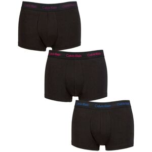 Mens 3 Pair Calvin Klein Low Rise Trunks Black / Groovy Plum XL - Black - Size: Extra Large