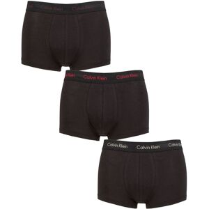 Mens 3 Pair Calvin Klein Low Rise Trunks Plum / Berry / Grey L - Black - Size: Large