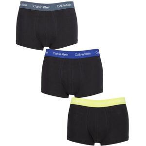Mens 3 Pair Calvin Klein Low Rise Trunks Hemisphere / Direct Green / Blue XL - Multi Coloured - Size: Extra Large