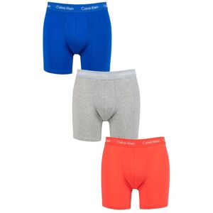 Mens 3 Pack Calvin Klein Cotton Stretch Longer Leg Trunks Royalty / Grey / Coral S - Multi Coloured - Size: Small Mens 3 Pack Calvin Klein Cotton Stretch Longer Leg Trunks Royalty / Grey / Coral S - Multi Coloured - Size: Small