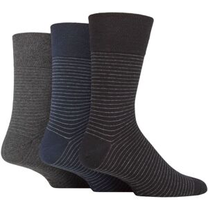 Mens 3 Pair Gentle Grip Cotton Argyle Patterned and Striped Socks Stripe Black / Navy / Charcoal 6-11 - Multi Coloured - Size: 6-11 Mens Mens 3 Pair Gentle Grip Cotton Argyle Patterned and Striped Socks Stripe Black / Navy / Charcoal 6-11 - Multi Coloured - Size: 6-11 Mens