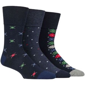 Mens 3 Pair Gentle Grip Cotton Argyle Patterned and Striped Socks Motif Mid Denim 6-11 - Blue - Size: 6-11 Mens Mens 3 Pair Gentle Grip Cotton Argyle Patterned and Striped Socks Motif Mid Denim 6-11 - Blue - Size: 6-11 Mens