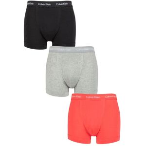 Mens 3 Pack Calvin Klein Cotton Stretch Trunks Black / Grey Heather / Punch Pink XS - Multi Coloured - Size: Extra Small Mens 3 Pack Calvin Klein Cotton Stretch Trunks Black / Grey Heather / Punch Pink XS - Multi Coloured - Size: Extra Small