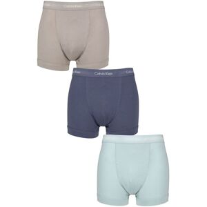 Mens 3 Pack Calvin Klein Cotton Stretch Trunks Ash / Vintage Indigo / Sterling Blue S - Assorted - Size: Small Mens 3 Pack Calvin Klein Cotton Stretch Trunks Ash / Vintage Indigo / Sterling Blue S - Assorted - Size: Small