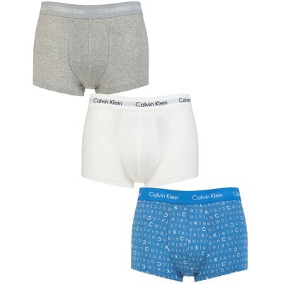 Mens 3 Pair Calvin Klein Low Rise Trunks Grey / White / Blue Logo S - Multi Coloured - Size: Small Mens 3 Pair Calvin Klein Low Rise Trunks Grey / White / Blue Logo S - Multi Coloured - Size: Small