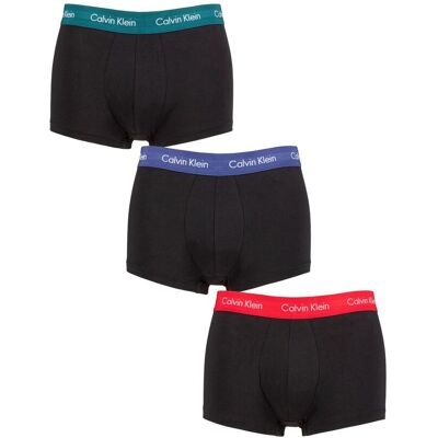 Mens 3 Pair Calvin Klein Low Rise Trunks Maya Blue / Soft Grape / Rustic Red L - Black - Size: Large Mens 3 Pair Calvin Klein Low Rise Trunks Maya Blue / Soft Grape / Rustic Red L - Black - Size: Large