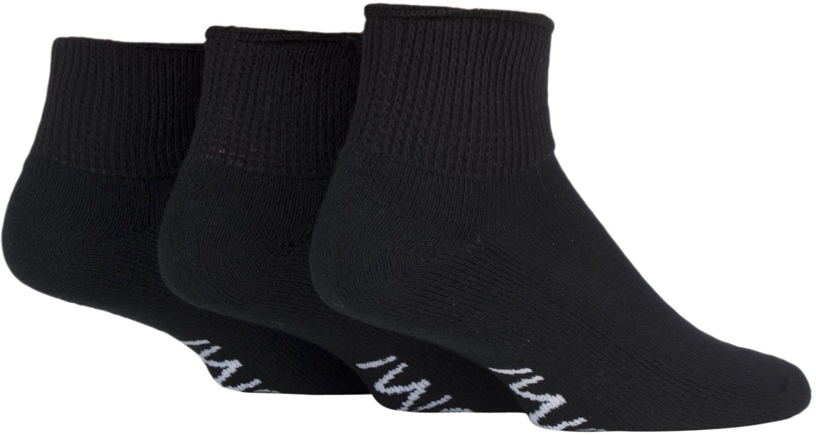 3 Pair Black Footnurse Gentle Grip Diabetic Ankle Socks Men's 9-11 Mens - Iomi - Black - Size: 9-11 Mens