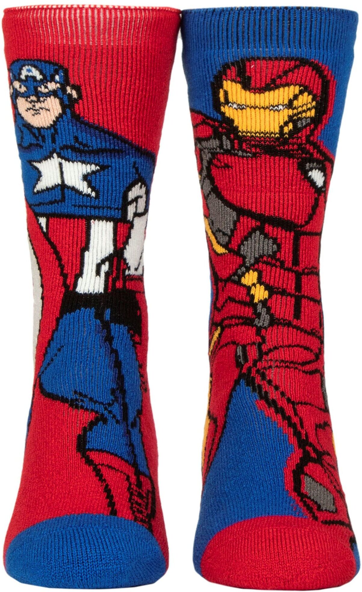 Mens 1 Pair SOCKSHOP Heat Holders Marvel 1.6 TOG Lite Iron Man and Captain America Thermal Socks Blue / Red 6-11 - Multi Coloured - Size: 6-11 Mens