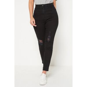 Studio Hayley High Waist Ripped Knee Black Jeans  - Black - female - Size: 22