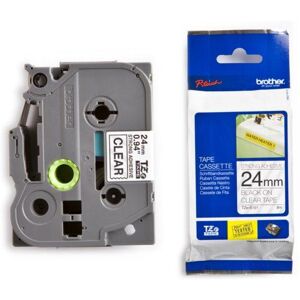 Original Brother TZES151 24mm Strong Adhesive Tape - Black on Clear Original Brother TZES151 24mm Strong Adhesive Tape - Black on Clear