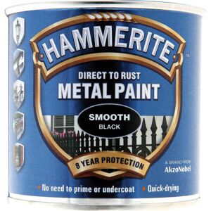 Hammerite Smooth Finish Metal Paint Black 250ml