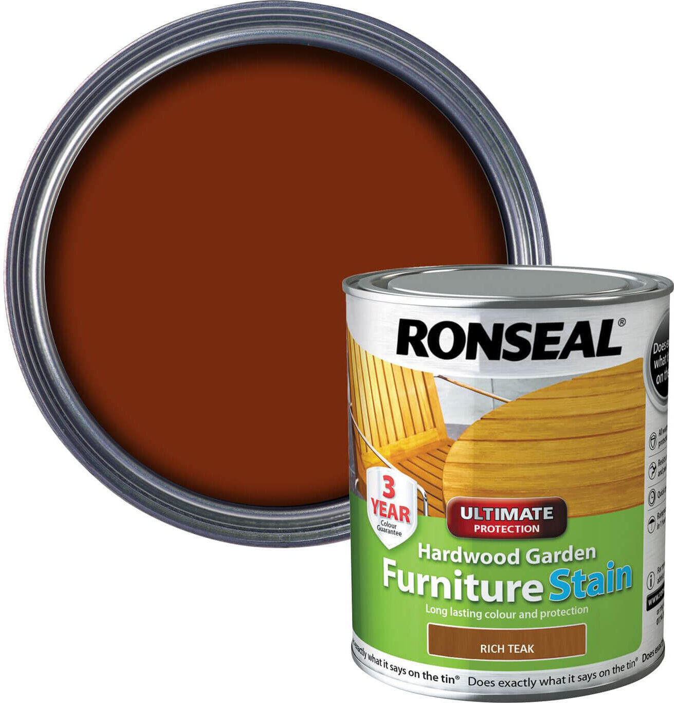 Ronseal Hardwood Furniture Stain Rich Teak 750ml