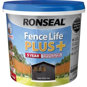 Ronseal Fence Life Plus 5 Year Protection Shed & Fence Paint Tudor Black 5l Ronseal Fence Life Plus 5 Year Protection Shed & Fence Paint Tudor Black 5l