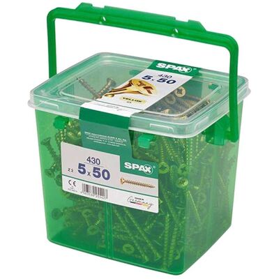 Spax S Self Countersinking Pozi Wood Screws Handy Tub 5mm 50mm Pack of 430 Spax S Self Countersinking Pozi Wood Screws Handy Tub 5mm 50mm Pack of 430