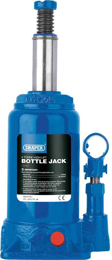 Draper High Lift Hydraulic Bottle Jack 4 Tonne