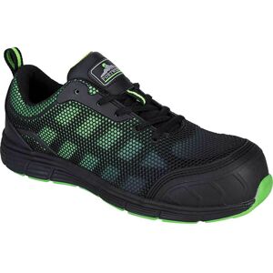 Portwest Compositelite Ogwen Low Cut Safety Trainers Black / Green Size 4 Portwest Compositelite Ogwen Low Cut Safety Trainers Black / Green Size 4