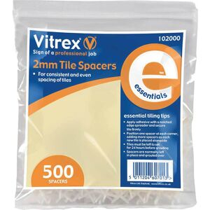 Vitrex Essential Tile Spacers - 2mm - Pack of 500 Vitrex Essential Tile Spacers - 2mm - Pack of 500