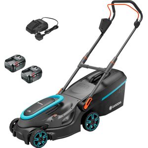 Gardena POWERMAX 37 P4A 36v Cordless Rotary Lawnmower 370mm 2 x 6ah Li-ion Battery Charger Gardena POWERMAX 37 P4A 36v Cordless Rotary Lawnmower 370mm 2 x 6ah Li-ion Battery Charger