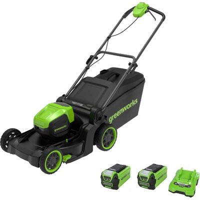Greenworks MO40L 40v Cordless Brushless Rotary Lawnmower 410mm 2 x 2ah Li-ion Battery Charger Greenworks MO40L 40v Cordless Brushless Rotary Lawnmower 410mm 2 x 2ah Li-ion Battery Charger