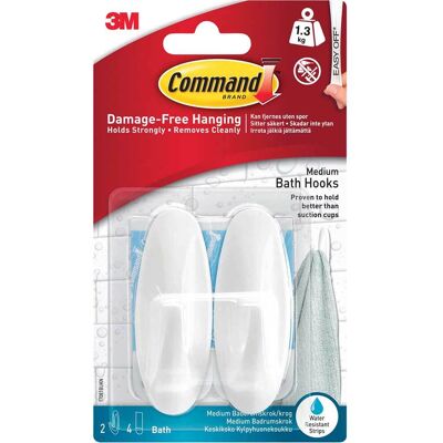 Command Adhesive Strip Bathroom Hooks White Pack of 2 Command Adhesive Strip Bathroom Hooks White Pack of 2