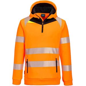 Portwest DX4 Hi Vis 1/4 Zip Hoodie Orange / Black 4XL