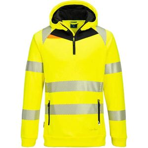Portwest DX4 Hi Vis 1/4 Zip Hoodie Yellow / Black XL
