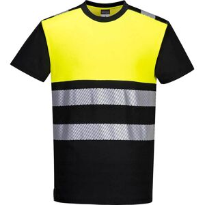 Portwest PW3 Hi Vis Cotton Comfort Class 1 Short Sleeve T Shirt Black / Yellow M