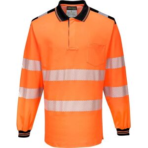 Portwest PW3 Hi Vis Cotton Comfort Polo Long Sleeve Shirt Orange / Black XXL