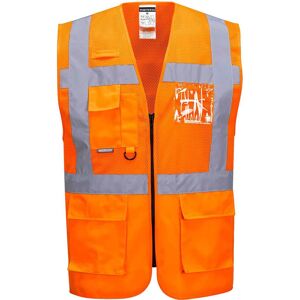 Portwest Madrid Hi Vis Half Mesh Executive Vest Orange 2XL Portwest Madrid Hi Vis Half Mesh Executive Vest Orange 2XL