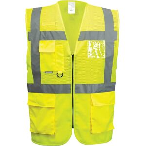 Portwest Madrid Hi Vis Half Mesh Executive Vest Yellow 2XL Portwest Madrid Hi Vis Half Mesh Executive Vest Yellow 2XL