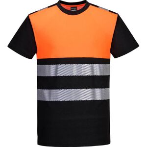 Portwest PW3 Hi Vis Cotton Comfort Class 1 Short Sleeve T Shirt Black / Orange 2XL Portwest PW3 Hi Vis Cotton Comfort Class 1 Short Sleeve T Shirt Black / Orange 2XL