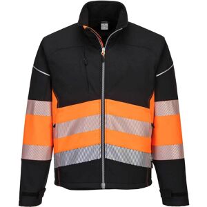 Portwest PW3 Mens Hi Vis Class 1 Softshell Jacket Black / Orange 4XL Portwest PW3 Mens Hi Vis Class 1 Softshell Jacket Black / Orange 4XL