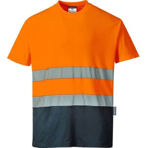 Portwest Hi Vis Cotton Comfort Contrast Short Sleeve T Shirt Orange / Navy S Portwest Hi Vis Cotton Comfort Contrast Short Sleeve T Shirt Orange / Navy S