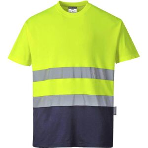 Portwest Hi Vis Cotton Comfort Contrast Short Sleeve T Shirt Yellow / Navy 2XL Portwest Hi Vis Cotton Comfort Contrast Short Sleeve T Shirt Yellow / Navy 2XL