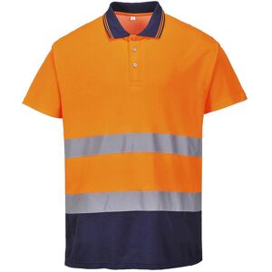 Portwest Mens Hi Vis Cotton Comfort Polo Short Sleeve Shirt Orange / Navy 4XL Portwest Mens Hi Vis Cotton Comfort Polo Short Sleeve Shirt Orange / Navy 4XL
