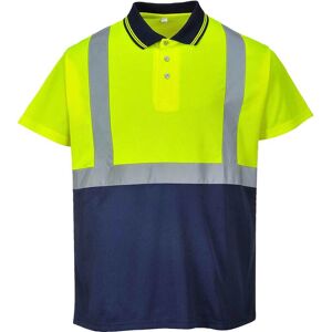 Portwest Mens Hi Vis Contrast Polo Short Sleeve Shirt Yellow / Navy 4XL Portwest Mens Hi Vis Contrast Polo Short Sleeve Shirt Yellow / Navy 4XL