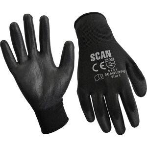 Scan PU Coated Work Gloves Black XL Pack of 12 Scan PU Coated Work Gloves Black XL Pack of 12